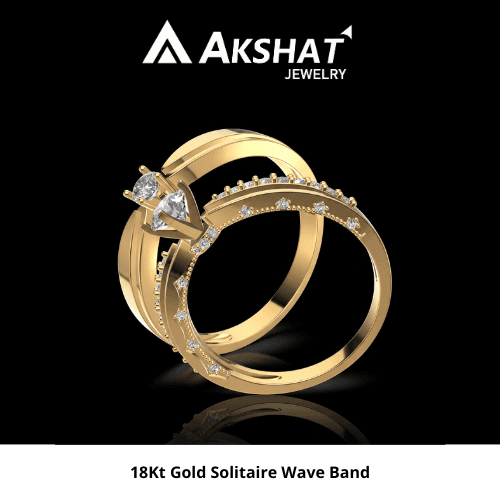 18KT GOLD SOLITAIRE WAVE BAND