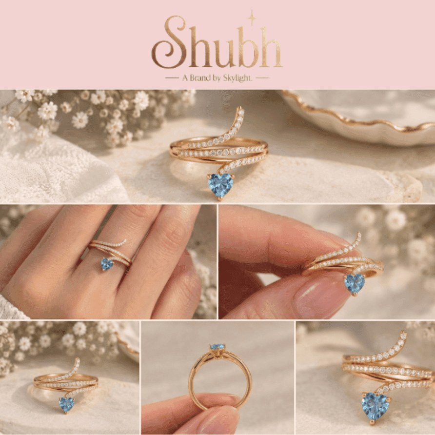 925- SWISS BLUE TOPAZ HEART SHAPED WRAP RING