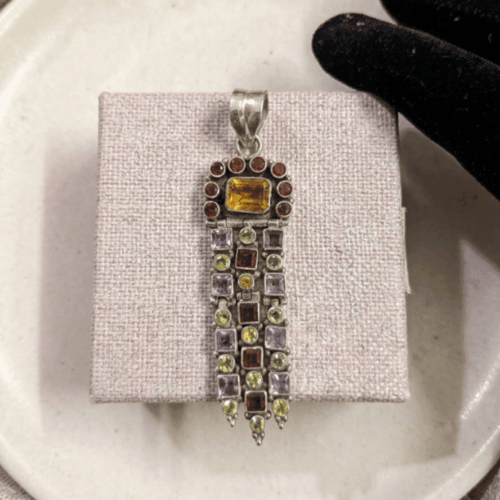 MULTI-GEMSTONE SILVER PENDANT