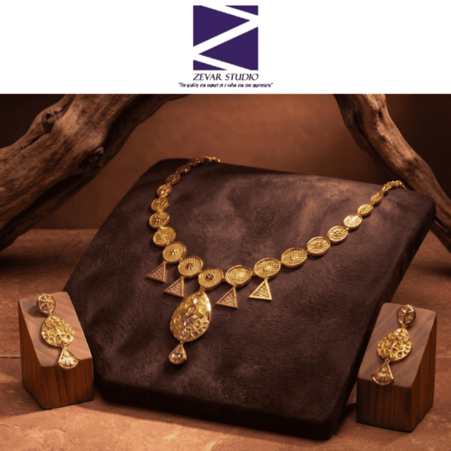 ZS GOLD NECKLACE & EARRINGS SET-2