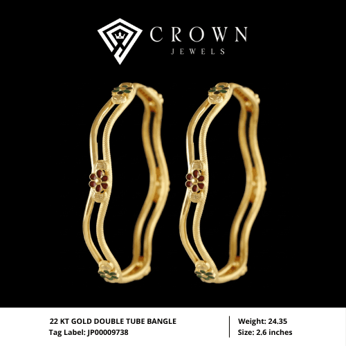 22 KT GOLD DOUBLE TUBE BANGLE
