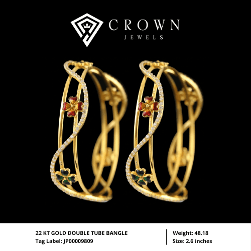 22 KT GOLD DOUBLE TUBE BANGLE