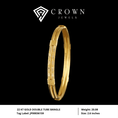22 KT GOLD DOUBLE TUBE BANGLE