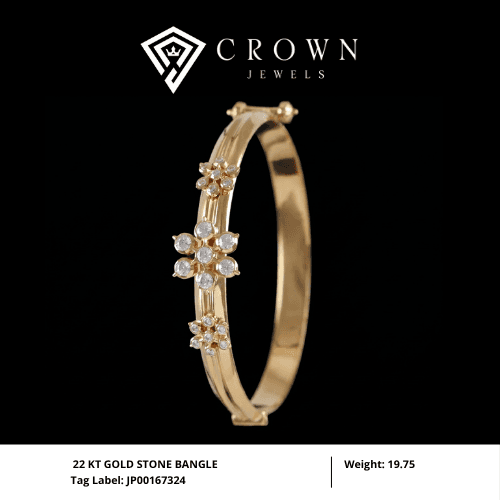 22 KT GOLD STONE BANGLE