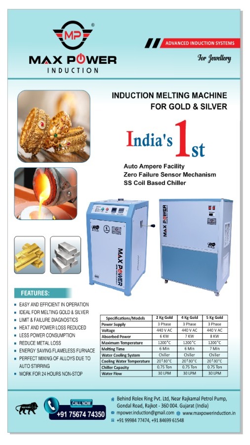Induction Melting Machine for Gold and Silver - 3 Phase Model