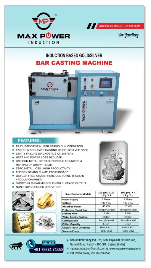 Induction Based Gold and Silver Bar Casting Machine