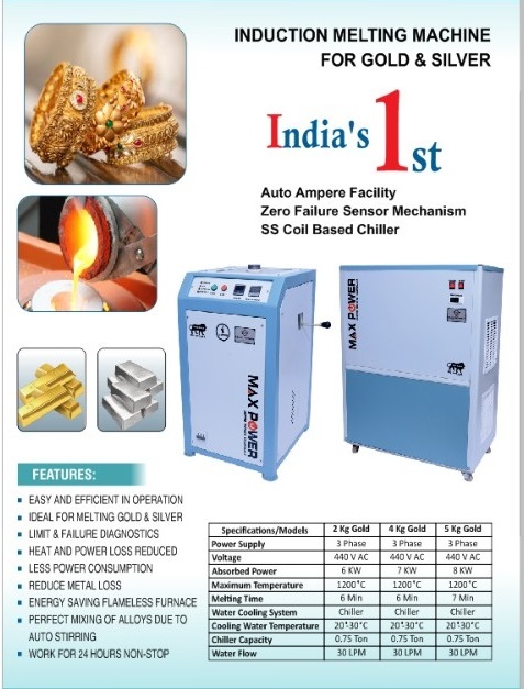 Induction Melting Machine for Gold and Silver - 3 Phase Model