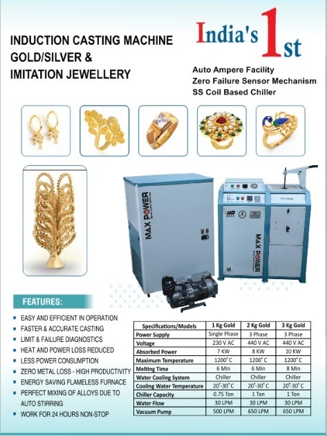 2 in 1 Induction Melting and Casting Machine for Gold and Silver with Chiller