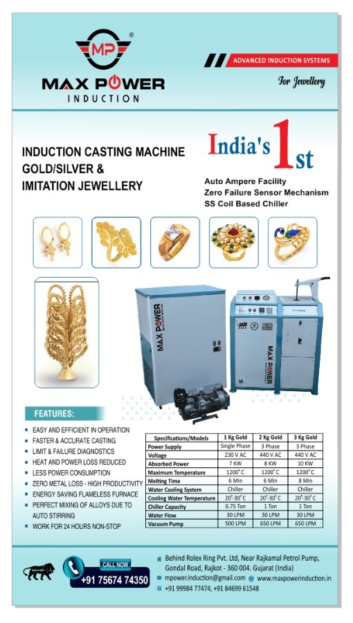 2 in 1 Induction Melting and Casting Machine for Gold and Silver with Chiller