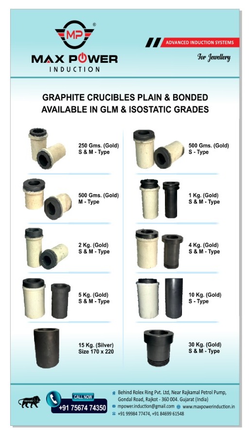 Graphite Crucibles Plain and Bonded for Induction Based Melting and Casting Machines