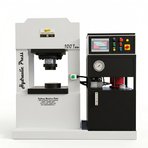 100 TON HYDRAULIC PRESS MACHINE MODEL SEMI AUTOMATIC WITH PLC HMI DISPLAY
